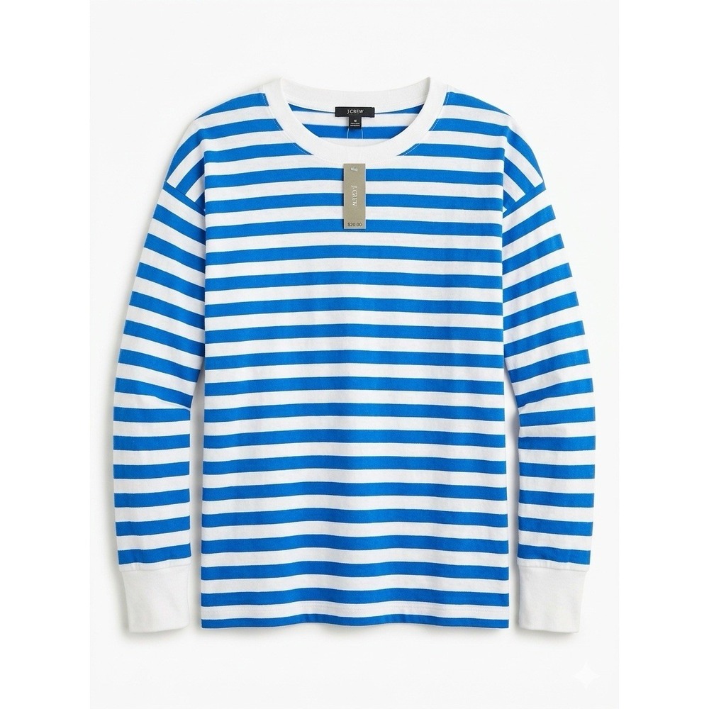 NWT J. Crew Women's Small 100% Cotton Blue Stripped Long Sleeve Nautical